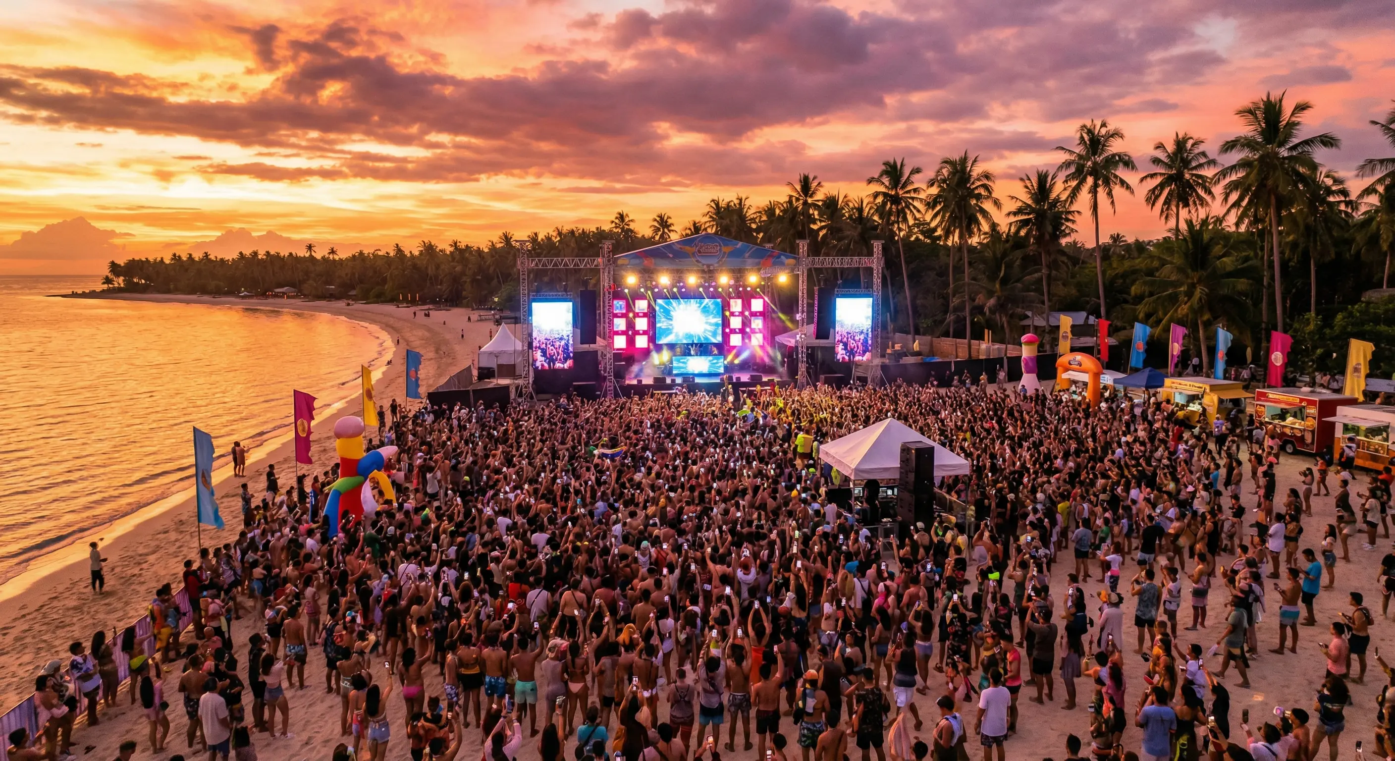Epic beach sunset music festival